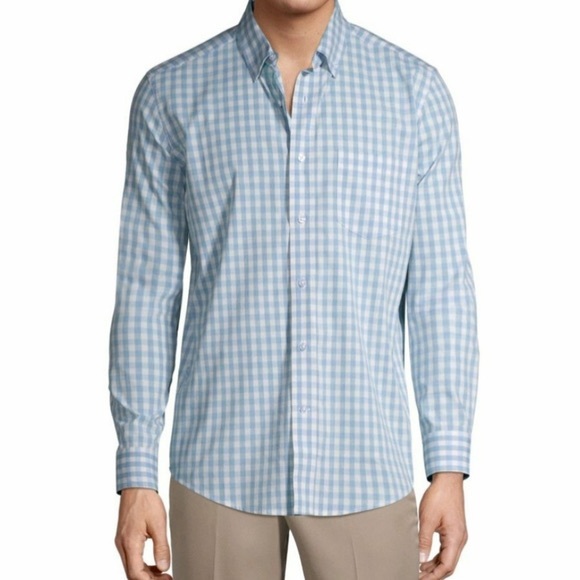 George Blue Checkered Large Button Down - Picture 1 of 5